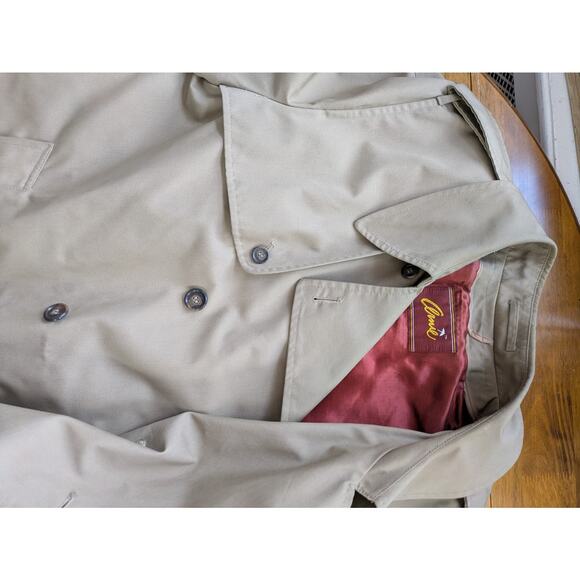 Vintage Arnie Men’s Trench Coat 52 Tall – Tan, Belted, Faux Fur Liner - Picture 2 of 15